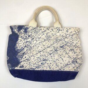 Vintage Accessoires Unlimited Casco Bay Maine Nautical Chart Canvas Zip Tote Bag